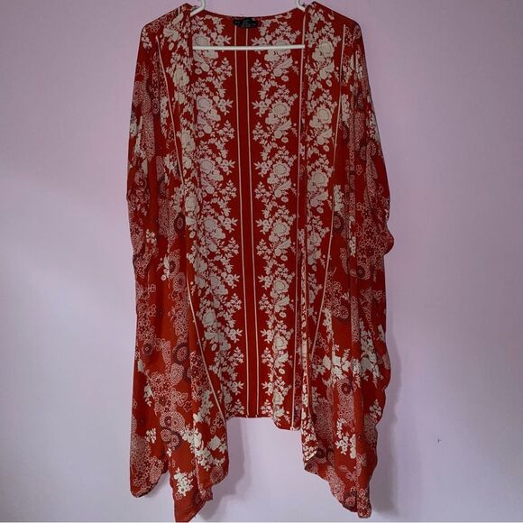 Angie Boho Ruana L Open Front Longline Cardigan Shawl Wrap - Picture 2 of 15